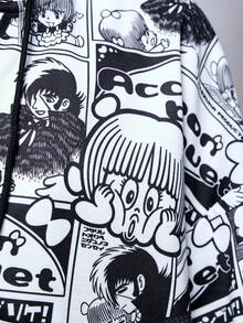 Black Jack X ROMWE Women's Hooded Zip-Up Full Print Long Sleeve Sweatshirt - Black - View 2
