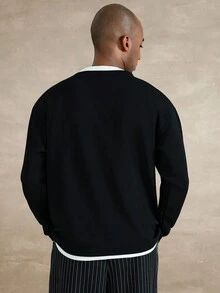 STYNVO Men's Contrast Color Print Long Sleeve T-Shirt Men, For Fall