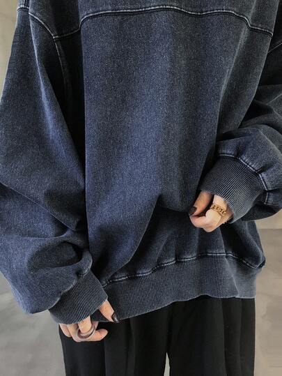 FRIFUL 女式宽松落肩长袖休闲牛仔上衣