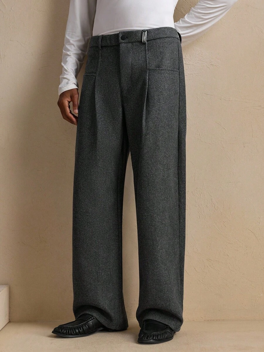 AKNOTIC Quần ống đứng màu xám rộng rãi thời trang dành cho nam, dành cho Giáng sinh - Xám - Xem 1