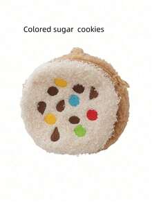 1 件装 4 英寸 PU 皮革饼干造型零钱包，可爱饼干设计，拉链口袋，适合女性女孩作为圣诞派对礼物或时尚配饰 - 彩色 - 查看 9