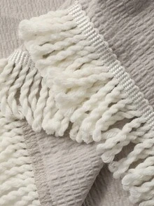 DAZY Tassel Patchwork Pleated Design Loose Women Pajama Set Fall Winter Clothes