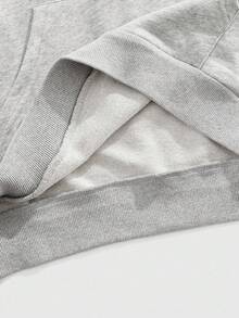 Goth 男士宽松落肩休闲连帽衫，混色灰色万圣节图案连帽衫，秋季 - 淺灰色 - 查看 5