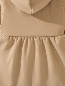 Souflis Souflis 2025秋冬法式休闲卡其色长袖连帽抓绒外套，适合外出、上学及各种场合。女婴秋季服装外套冬季外套女婴夹克女婴外套女婴冬季外套女婴外套 - 卡其色 - 查看 6