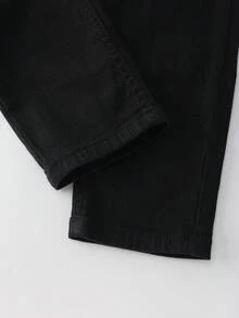 Qadelle Solid Slant Pocket Skinny Black Jeans - Black - View 4