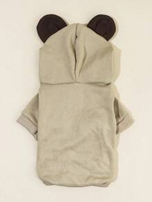 PETSIN 1件3D耳朵细节宠物连帽衫 - 卡其色 - 查看 5