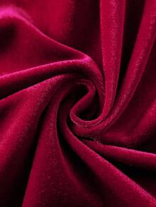 SHEIN Young Girls Velvet Long-Sleeve Dress, Ruffle Collar Bow Decor Button Detail A-Line Swing For Christmas Party Family Burgundy Autumn Elegant Birthday - Burgundy - View 6