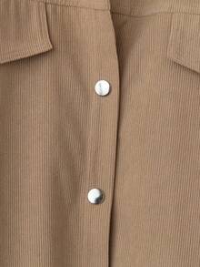 SHEIN LUNE 常规加大码灯芯绒长袖宽松衬衫