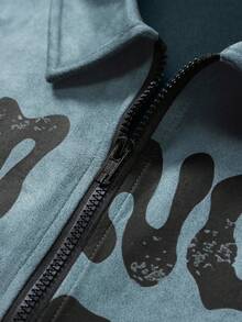 Manfinity Roghcode Letter Print Men's Mature Casual Jacket And Coat, For Fall - Blue - View 7