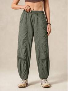 OutZeal Women Sports Pants Camping Hiking Travel Water-Resistant Mesh Design With Side Pocket - Army Green - View 8