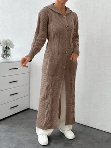 EURMUSE Cardigan With Detail And Long Special Button Detail+ 480 - Brown - View 6