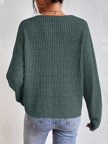 SHEIN Frenchy 女士缺口领落肩领毛衣秋冬装