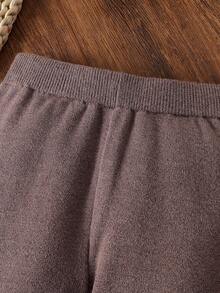 SHEIN Baby Boy Striped Raglan Sleeve Polo Collar Sweater And Knitted Pants Casual Outfit, Autumn Baby Boy Clothes Brown Autumn And Winter Two Piece Suit Baby Winter Clothes Baby Boy Sweater Set Neutral Baby Clothes Unisex Baby Girl Winter Sets Fall Baby Boy Knitted Set Neutral Baby Clothes Unisex 2026 Knit Two Piece Toddler - Mocha Brown - View 4