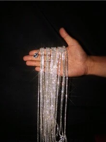 BamGleam 2件套闪亮银色露背音乐节节日派对性感女装 - 銀色 - 查看 6