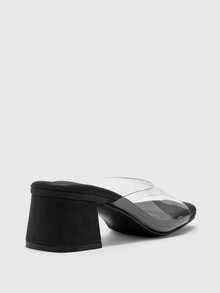 CUCCOO BIZCHIC 女士黑色时尚简约透明系带高跟凉鞋 - 黑色 - 查看 9