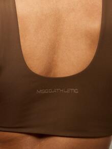 MISSGUIDED MSGD Athletic Performance Twist Front Sports Bra High Impact Workout Running Yoga Top Support Full Coverage Racerback Fitness Exercise Training - Brown - View 4