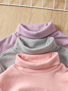 SHEIN 3pcs Tween Girls Casual Turndown Collar Long Sleeve Tops, Suitable For Home & Outdoor Fall Winter