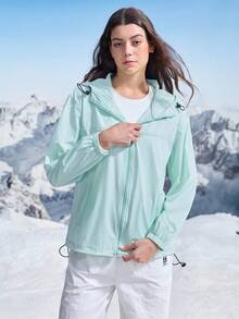 In My Nature Chaqueta casual con capucha con cordón y cremallera para mujer