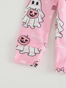 Cozy Pixies Ensemble de pyjama ajusté pour bébé fille avec imprimé citrouille, Top à manches longues en tricot doux et pantalon, automne - Multicolore - Voir 4