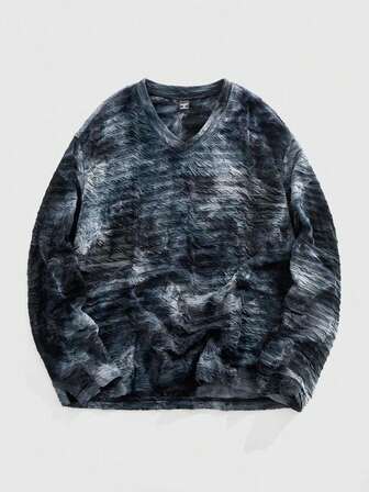 Street Life Magliette casual a maniche lunghe da uomo con texture scura, versatili per uso quotidiano, autunno