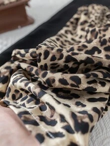 Baby Girl 2pcs Set: Loose Leopard Print Wide Leg Pants And Solid Black Wide Leg Pants , Casual Chic Outfits For Autumn/Winter - Black - View 9