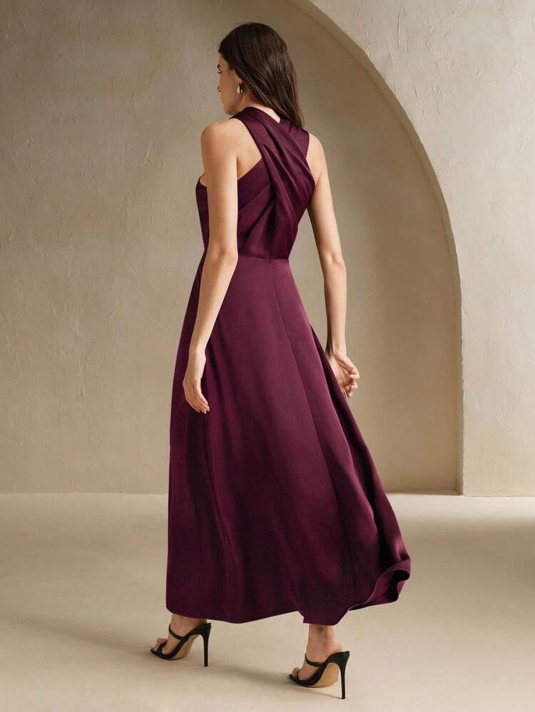 Anewsta Essential Crossover (With Fixed Buckle) Halter Elegant Urban Resort Sleeveless Dress