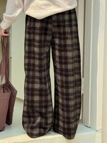 DAZY Tween Girls Plaid Thermal Lined Pants, Fall