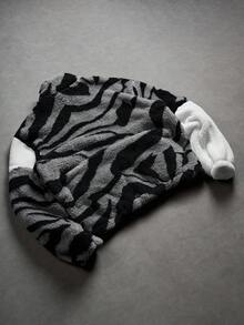 PAVTROS 男士抓绒拉链翻领字母图案防风外套/户外防风外套/派克大衣/冬季外套，适合秋冬休闲街头穿着的拉链外套 - 白色 - 查看 5