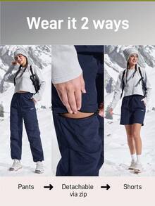 In My Nature 女式字母印花抽绳腰部褶皱口袋户外裤 - 藏蓝色 - 查看 2