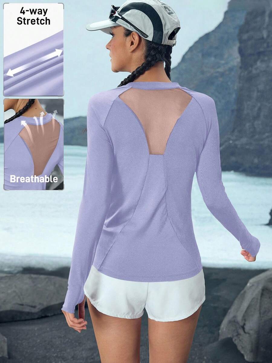 In My Nature Camiseta casual de manga larga con cuello redondo y ajuste ceñido para mujer - Púrpura malva - Ver 1