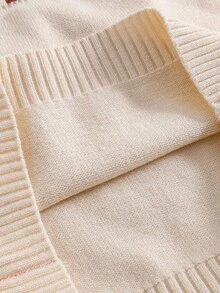 Tween Girl Contrast Raglan Sleeve Round Neck Butterfly Jacquard Casual Knit Pullover Sweater Fall Winter - Multicolor - View 8