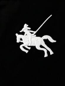 INAWLY 女士拉链卫衣，饰有骑士刺绣图案，休闲百搭，适合户外、购物、运动、旅行、日常穿着。 - 黑色 - 查看 5