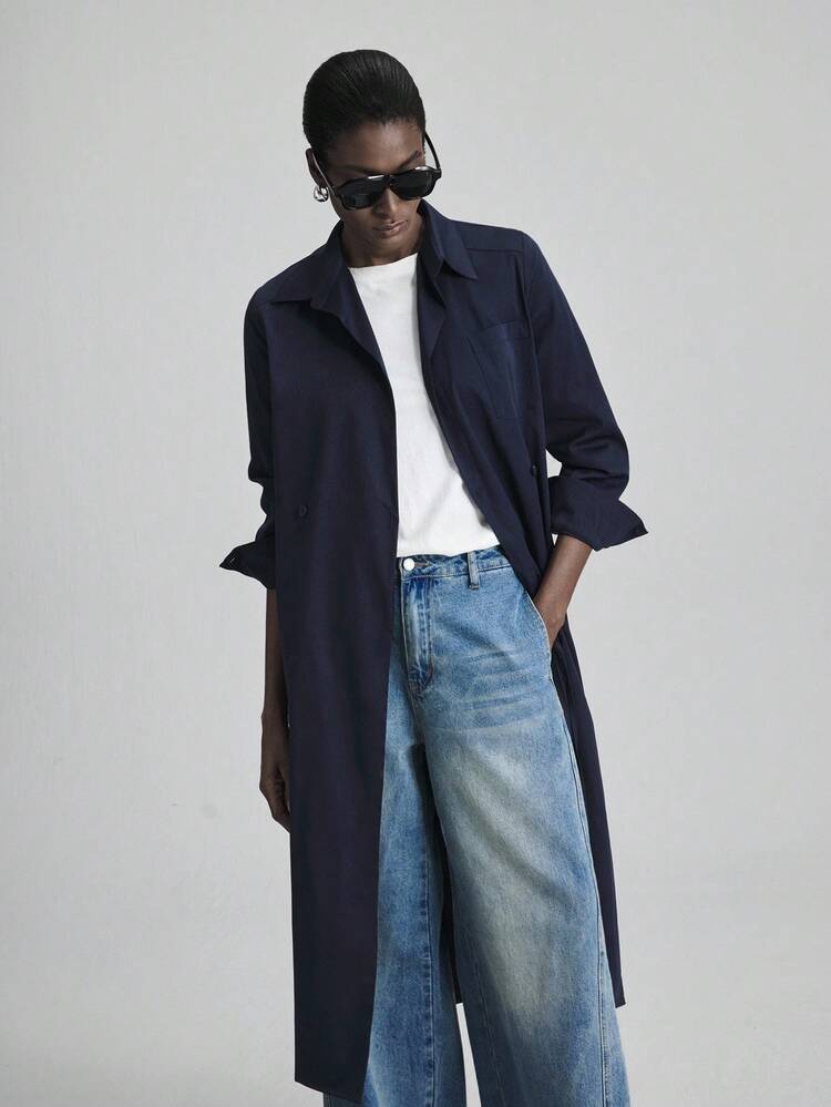 Women's Solid Color Long Sleeve Casual Shirt Dress, Autumn Modern Urban Casual Fashion Business Casual Women's Office Wear Low-Key Old Money Style Effortless Temperament High-End Urban Commuting High-Quality Airport Women's Wear High-End Material Modern Urban Casual Fashion Business Casual Women's Office Wear Low-Key Old Money Style Effortless Temperament High-End Urban Commuting High-Quality Airport Women's Wear High-End Material High-End, Elegant, Old-Fashioned Cruise Attire For Wedding Guests