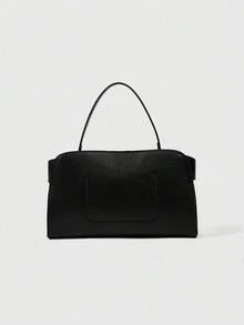 ROMWE Grunge Punk Women's Solid Color Chain Decor Shoulder Bag - Black - View 3