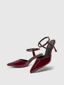 CUCCOO BIZCHIC Tacones de aguja elegantes y con punta puntiaguda de plata para mujer