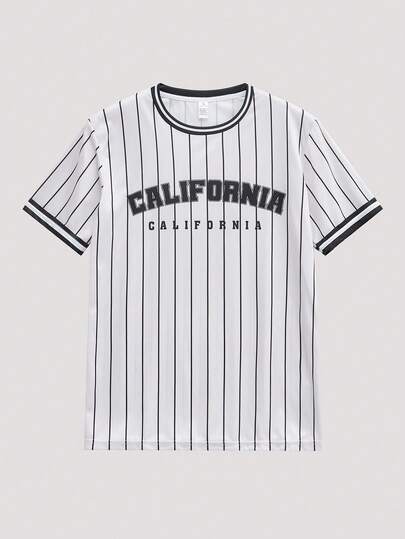 Open Phase STONE DISTRICT "Classic Striped Men's Fashion T-Shirt: California Cool Vibe" Crewneck Short Sleeves Spring To Summer