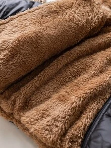 SHEIN 女婴可爱百搭保暖连帽夹克，秋冬 - 黑色 - 查看 6