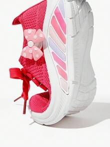 JNSQ A Pair Of Girls' Hot Pink 3D Flower Flat Comfort  Soft Sole, Everyday Running And Casual Shoes Kids Sneakers - Hot Pink - View 8