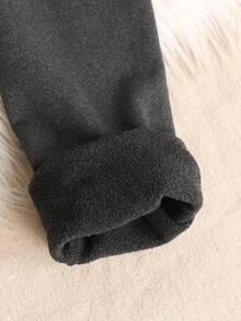 SHEIN 2pcs Tween Girls Casual Thickened Loose Drop Shoulder Asymmetrical Hem Los Angeles Letter Graphic Sweatshirt & Leggings Set, Autumn/Winter Fall