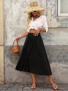 Brillora Falda paraguas de color liso para mujer - Negro - Ver 3