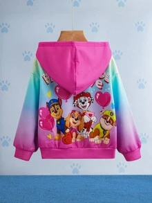 SHEIN | PAW Patrol 少女可爱小狗印花渐变长袖连帽拉链针织休闲卫衣 - 彩色 - 查看 2