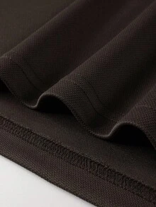 Manfinity Homme 男士休闲格子拼布 Polo 衫，秋季 - 咖啡棕 - 查看 6