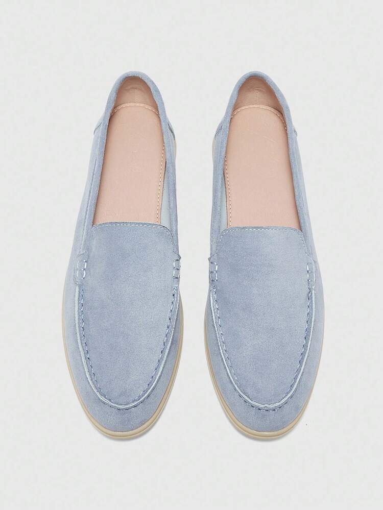 CUCCOO BIZCHIC Women's Fashionable Blue Suede Comfortable Casual Loafers, Suitable For Commuting, Outdoor, Shopping, Work, Daily Wear For Christmas Spring Shoes