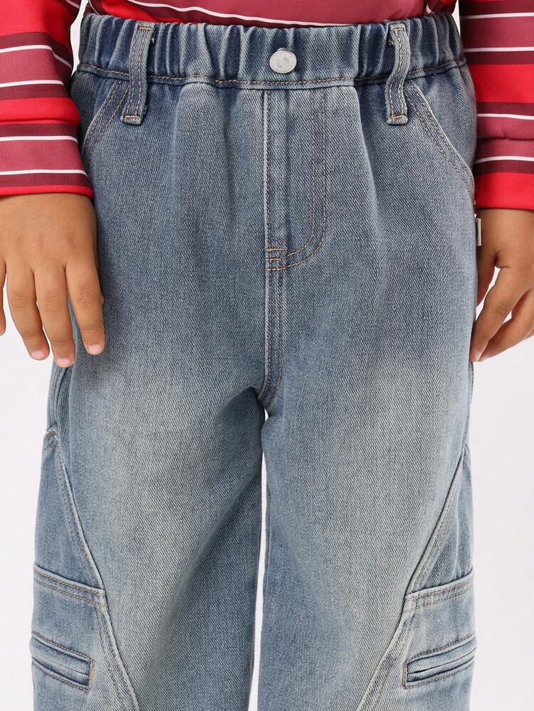 Pull On Baggy Jeans With Curved Seam Detail