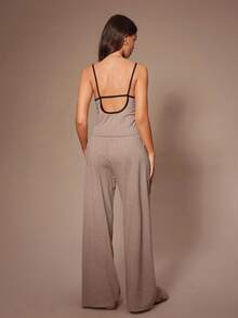 Lazeform 3pcs Women Casual Solid Color Fitted Long Sleeve Jacket, Camisole And Pants Loungewear Set, Cozy Outfit, Fall Clothes