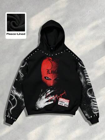 Street Life Felpa con cappuccio casual da uomo con stampa a figura, autunno/inverno