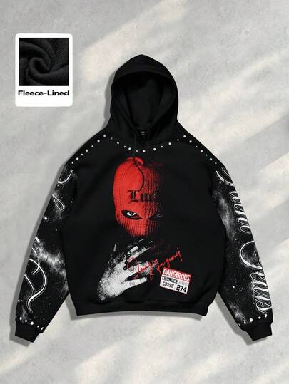 Street Life Men's Casual Figure Print Street Hoodie Sweatshirt, Autumn/Winter