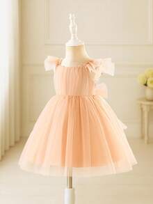 Glamorique Kids Baby Girls Partywear Christmas Dress Fall Winter - Apricot - View 8