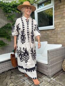 Vivie Lora 女士波西米亚风连衣裙长裙 - 白色 - 查看 4