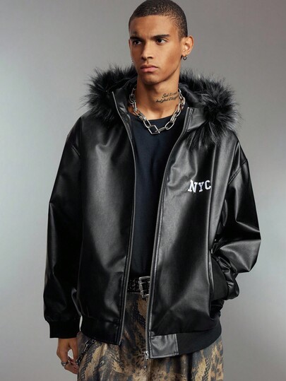 Grunge Punk Giacca casual da uomo con chiusura lampo, manica lunga, con tasche